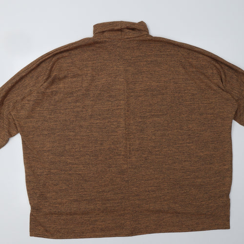 Boohoo Womens Brown Roll Neck Striped Polyester Pullover Jumper Size 24