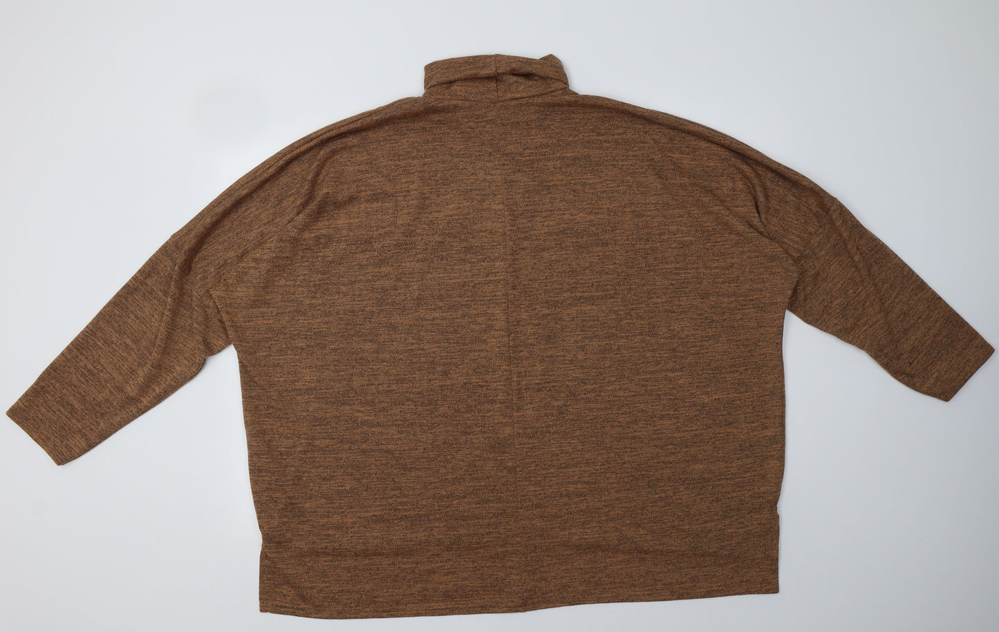 Boohoo Womens Brown Roll Neck Striped Polyester Pullover Jumper Size 24