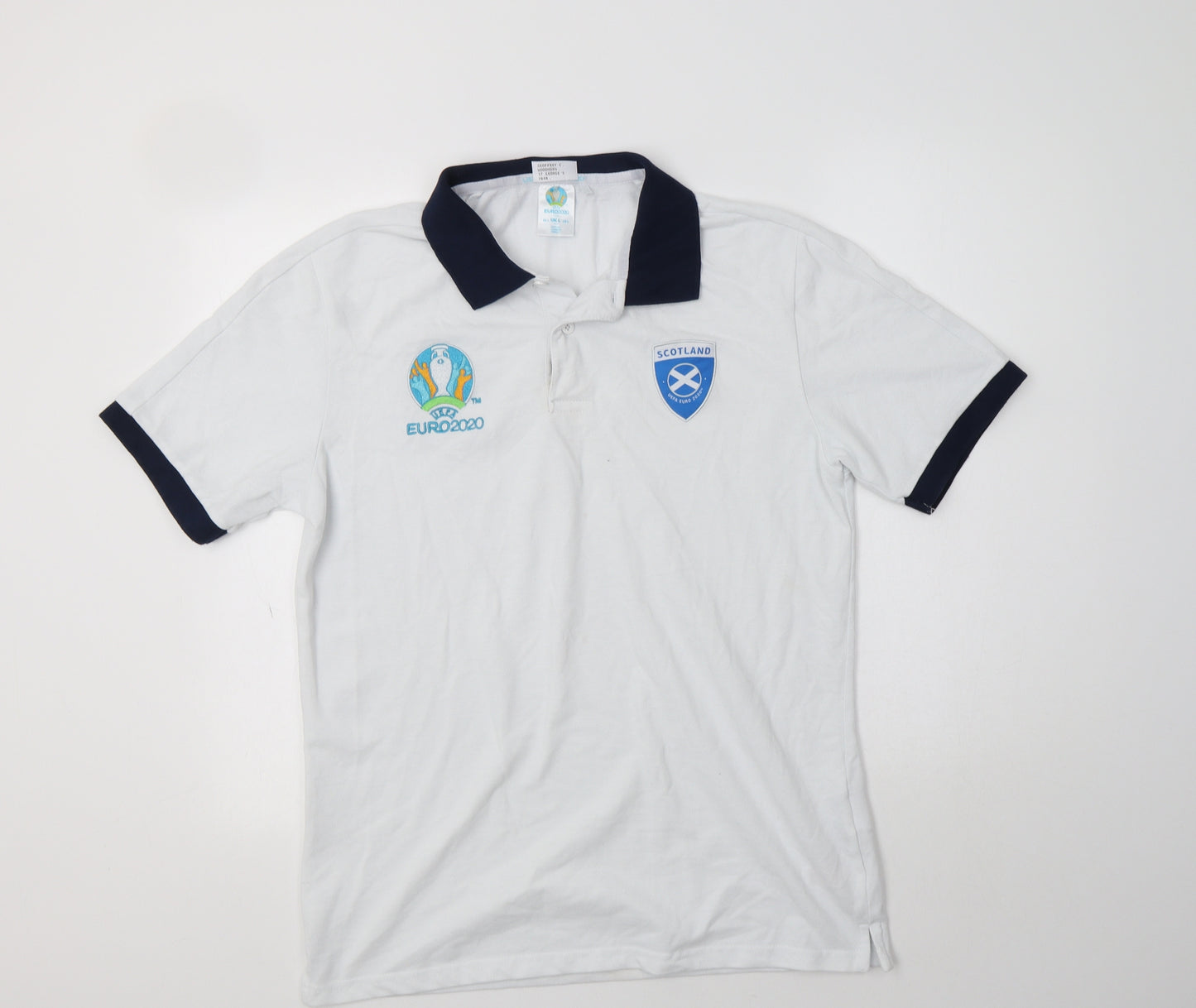 UEFA Mens White  Polyester  Polo Size L Collared  - Scotland