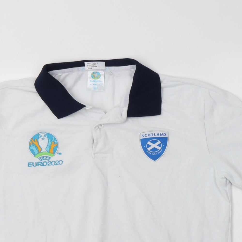 UEFA Mens White  Polyester  Polo Size L Collared  - Scotland