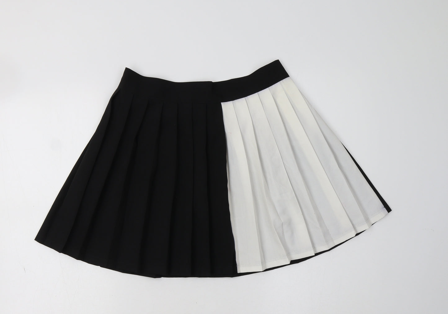 ROMWE Womens Black  Cotton Pleated Skirt Size L