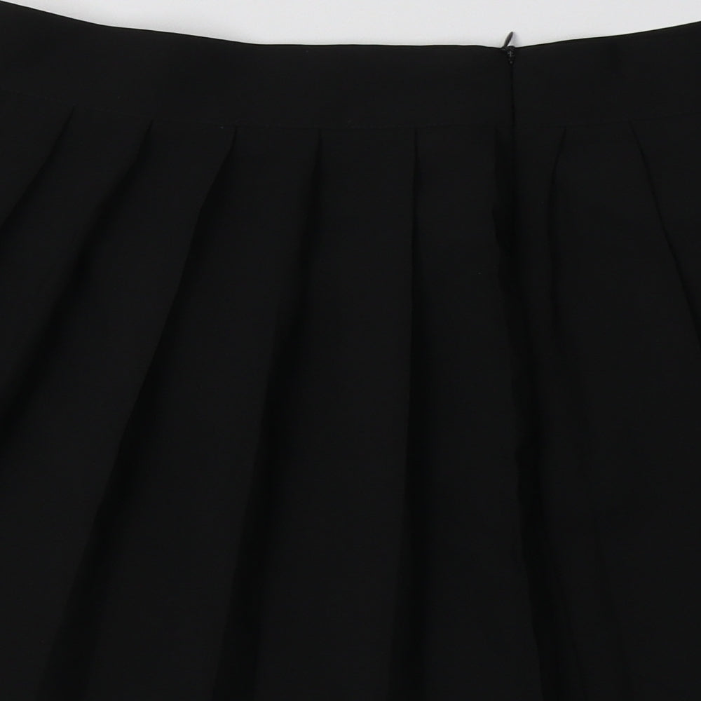 ROMWE Womens Black  Cotton Pleated Skirt Size L
