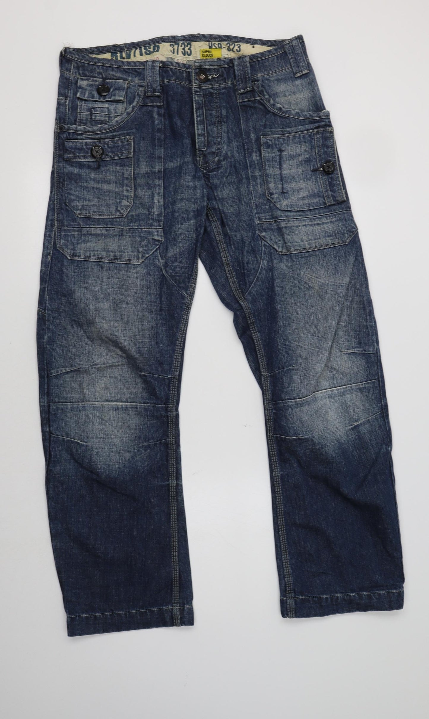 River Island Mens Blue  Cotton Straight Jeans Size 32 L32 in Regular