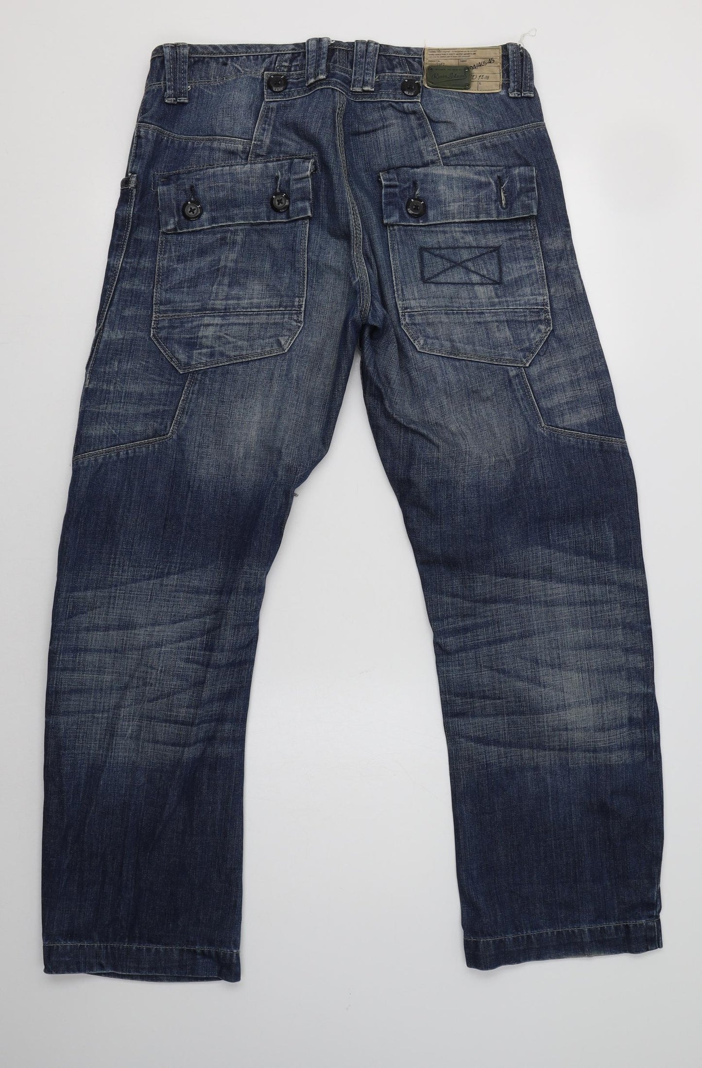 River Island Mens Blue  Cotton Straight Jeans Size 32 L32 in Regular