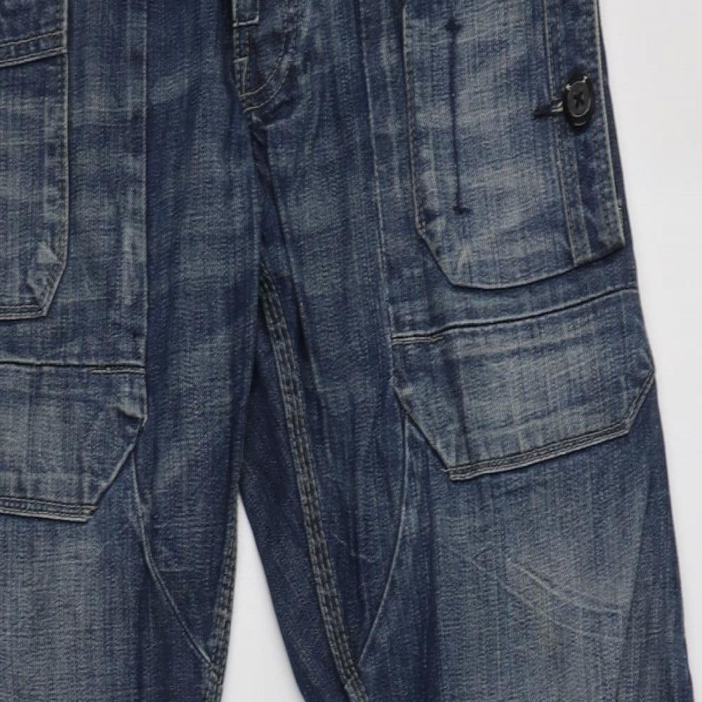 River Island Mens Blue  Cotton Straight Jeans Size 32 L32 in Regular