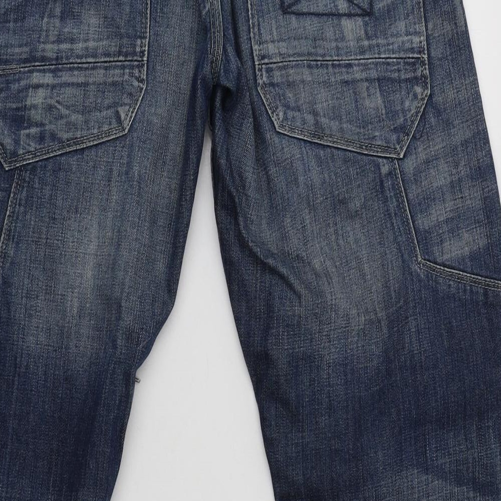 River Island Mens Blue  Cotton Straight Jeans Size 32 L32 in Regular