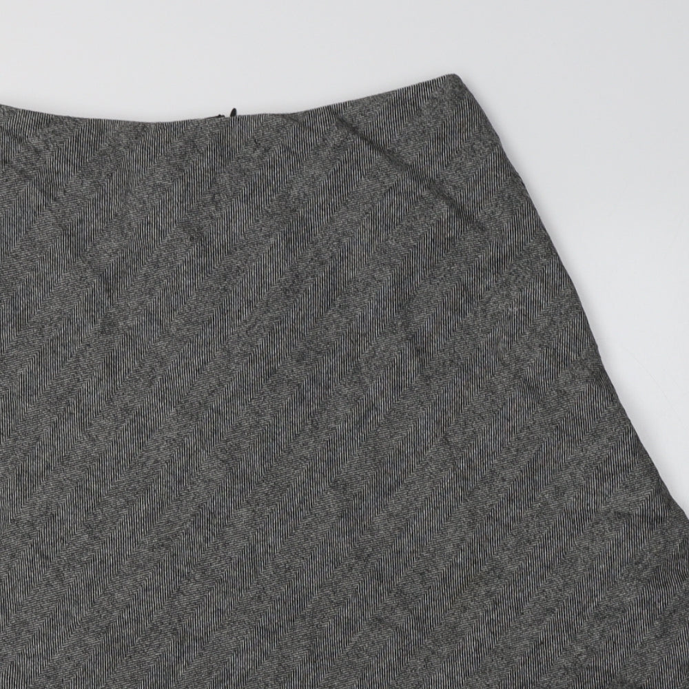 M&S Womens Grey Herringbone Wool Bandage Skirt Size 10