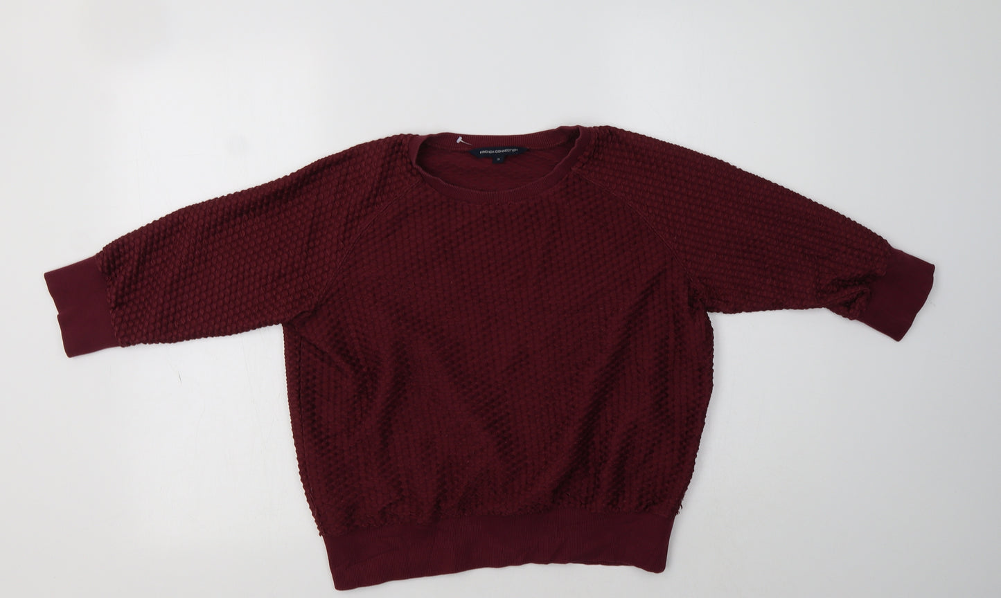 French Connection Womens Purple  Cotton Pullover Sweatshirt Size S