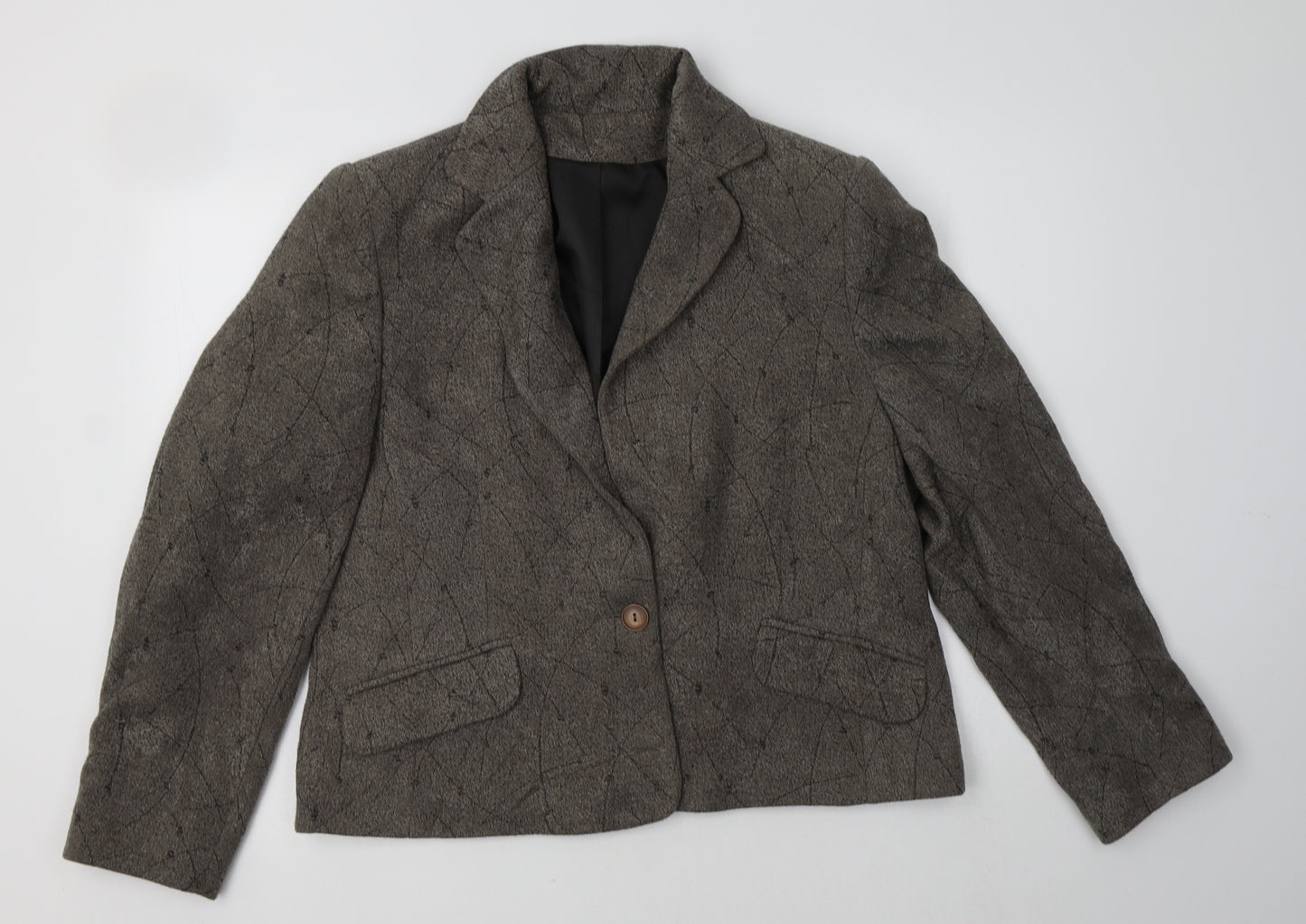 Preworn Womens Grey Geometric  Jacket Blazer Size 18