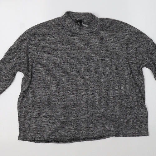 H&M Womens Grey Mock Neck  Polyester Pullover Jumper Size M