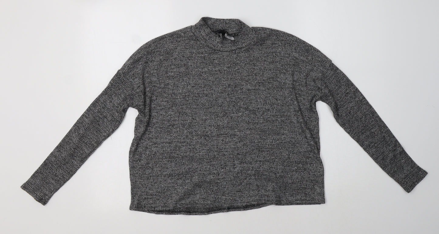 H&M Womens Grey Mock Neck  Polyester Pullover Jumper Size M
