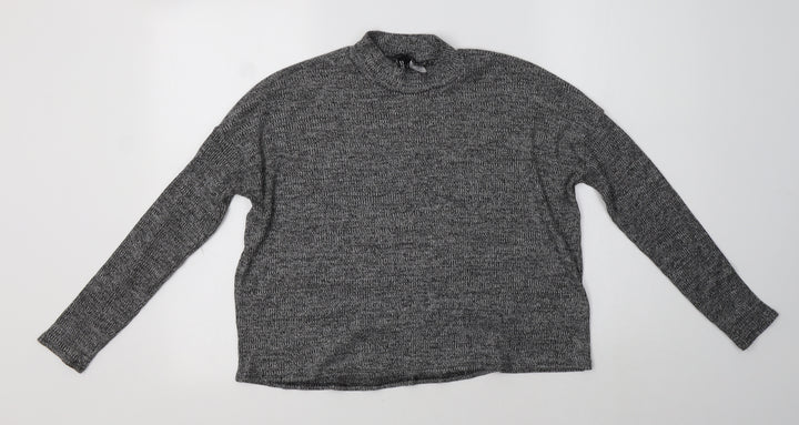 H&M Womens Grey Mock Neck  Polyester Pullover Jumper Size M