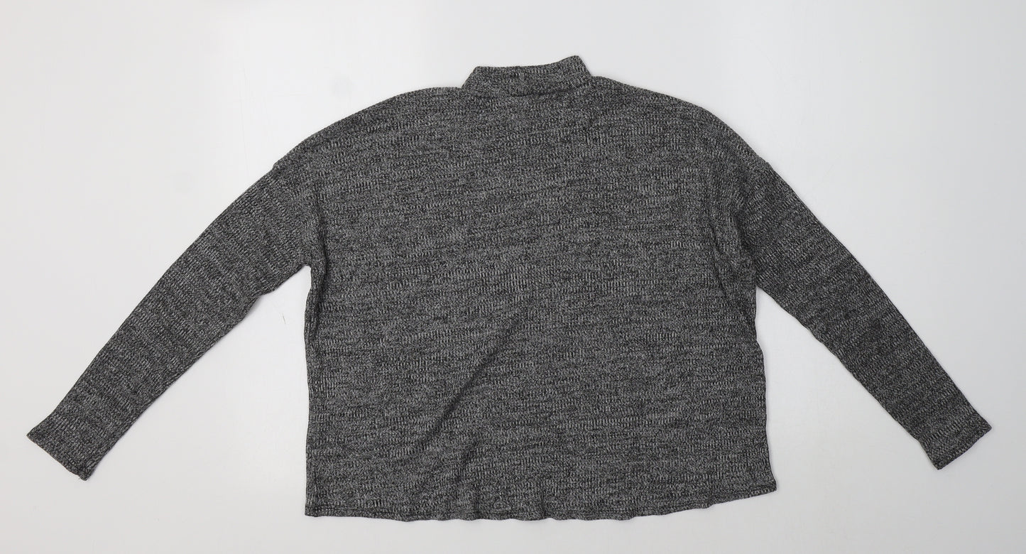 H&M Womens Grey Mock Neck  Polyester Pullover Jumper Size M