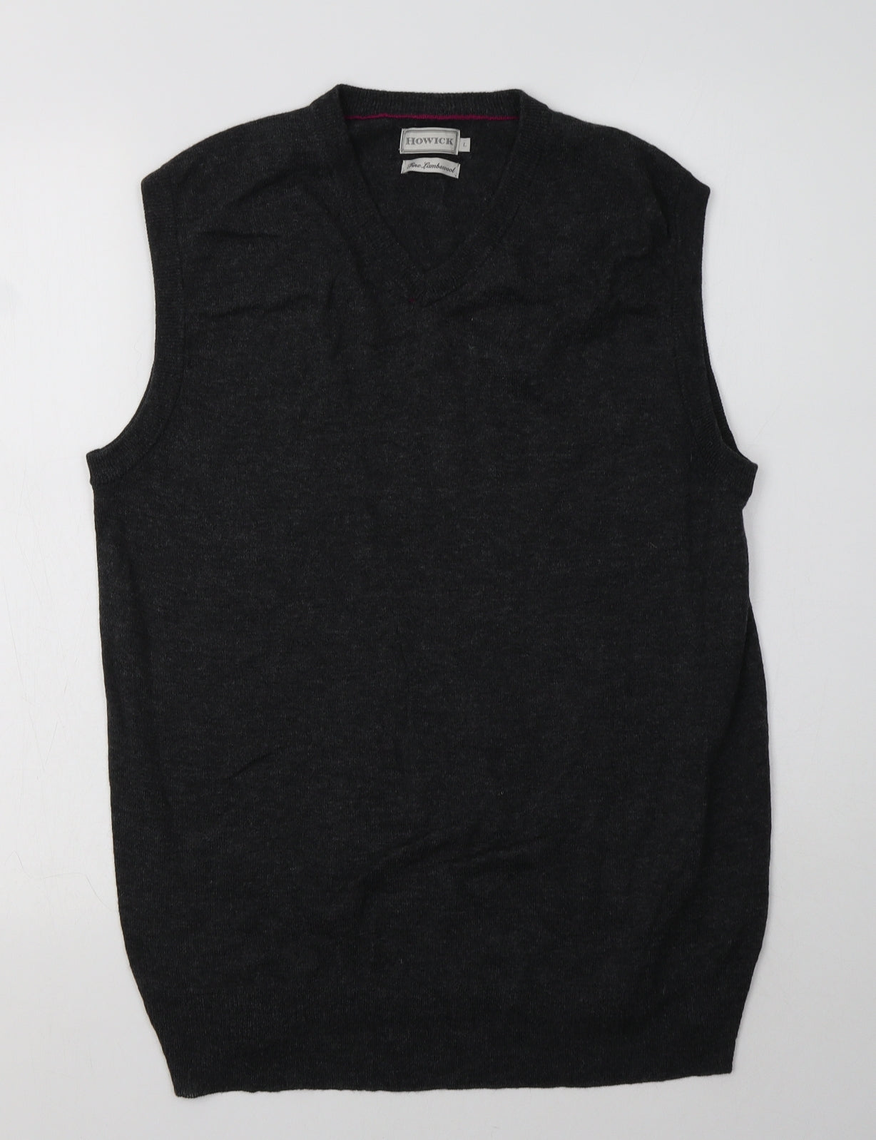 Howick Mens Grey V-Neck  Wool Vest Jumper Size L