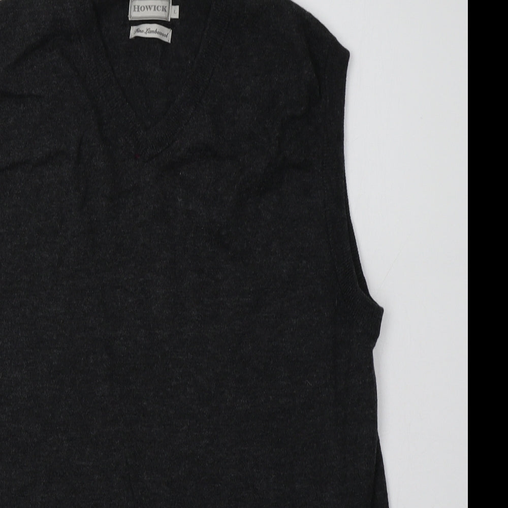 Howick Mens Grey V-Neck  Wool Vest Jumper Size L