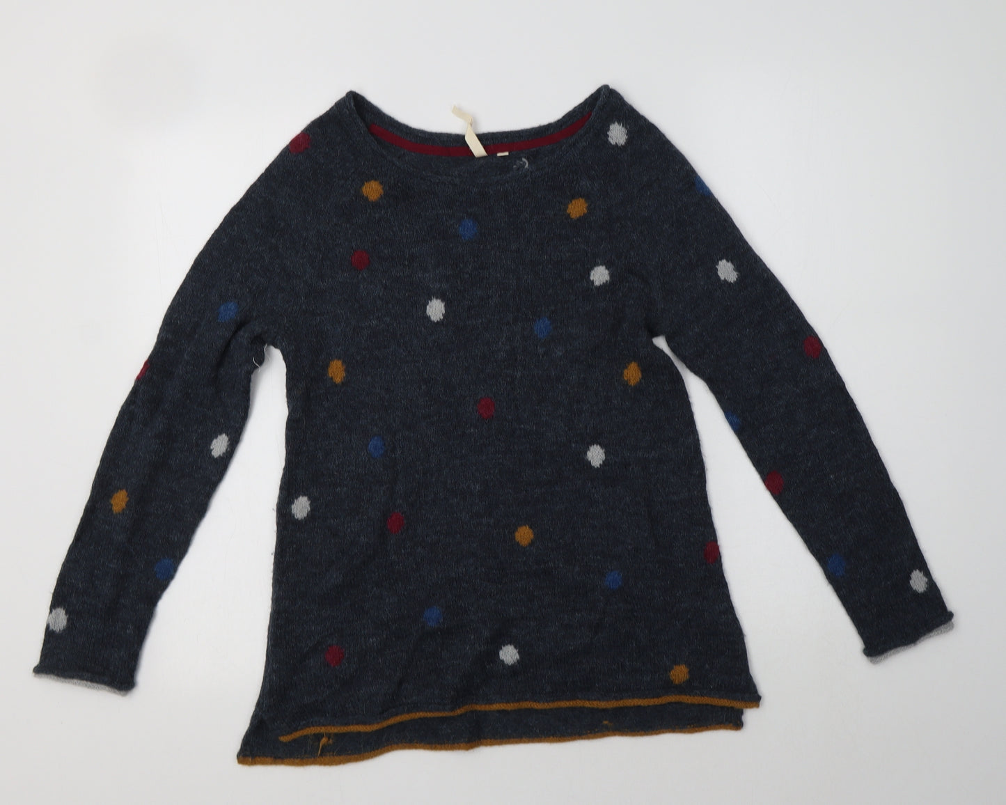 White Stuff Womens Grey Boat Neck Polka Dot Acrylic Pullover Jumper Size 10