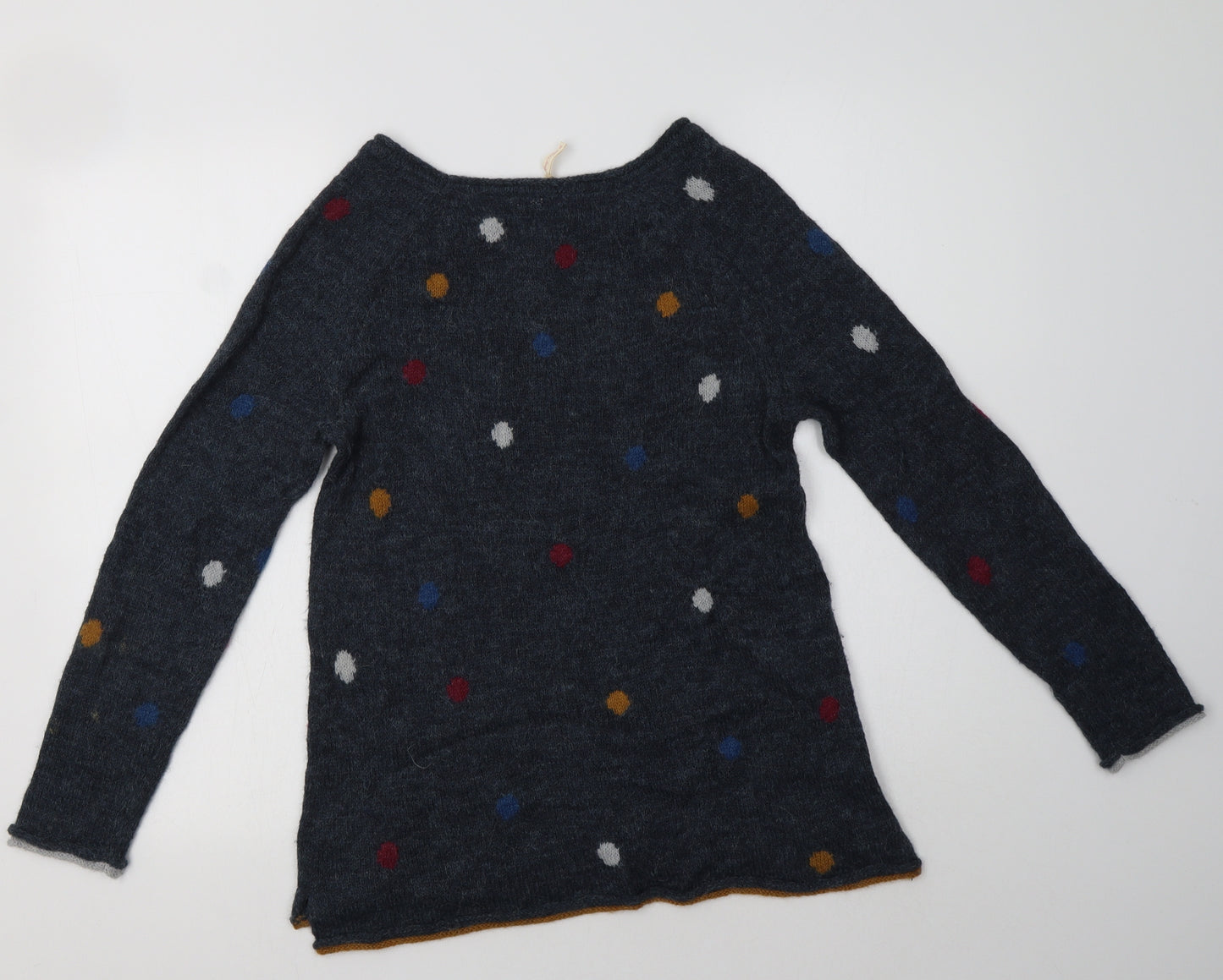 White Stuff Womens Grey Boat Neck Polka Dot Acrylic Pullover Jumper Size 10