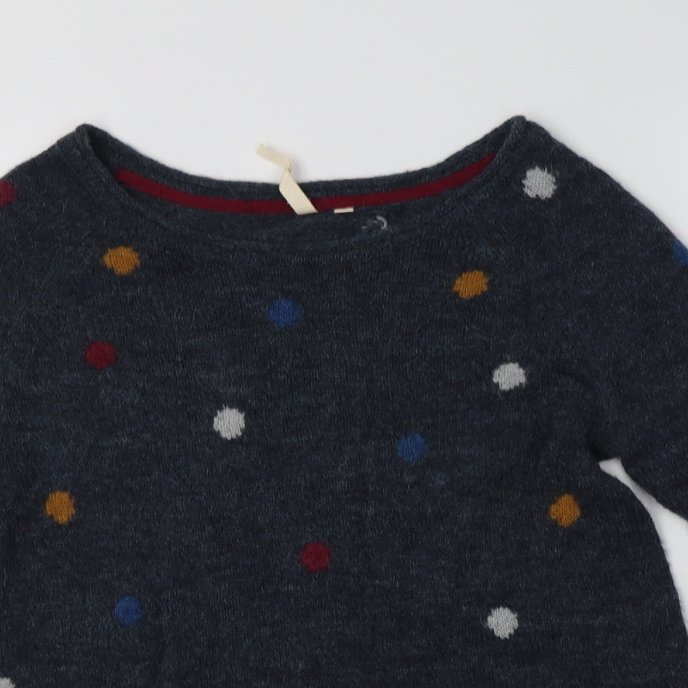 White Stuff Womens Grey Boat Neck Polka Dot Acrylic Pullover Jumper Size 10