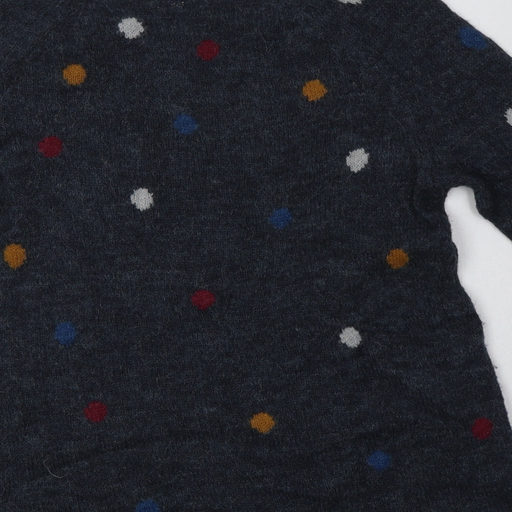 White Stuff Womens Grey Boat Neck Polka Dot Acrylic Pullover Jumper Size 10