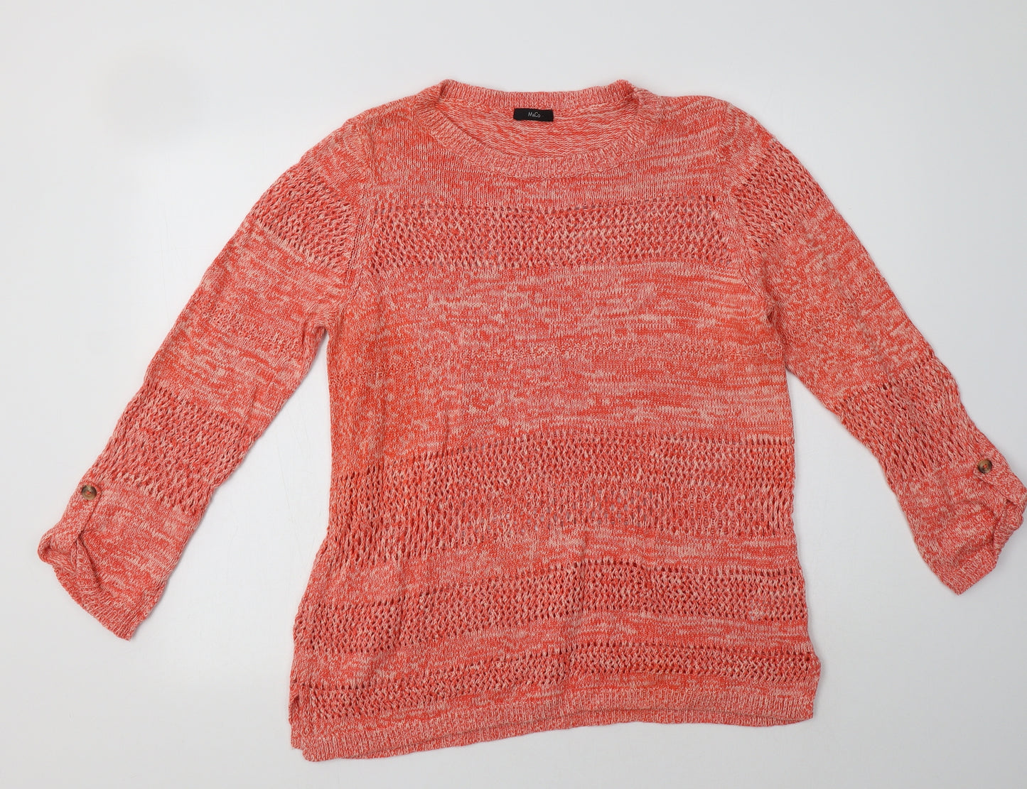 M&Co Womens Orange Crew Neck  Cotton Pullover Jumper Size 16