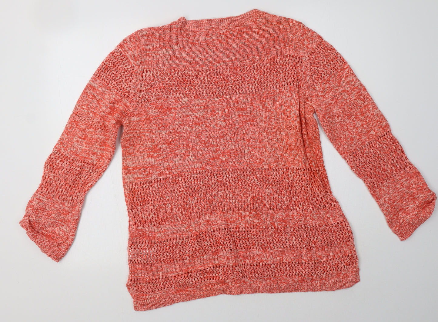M&Co Womens Orange Crew Neck  Cotton Pullover Jumper Size 16