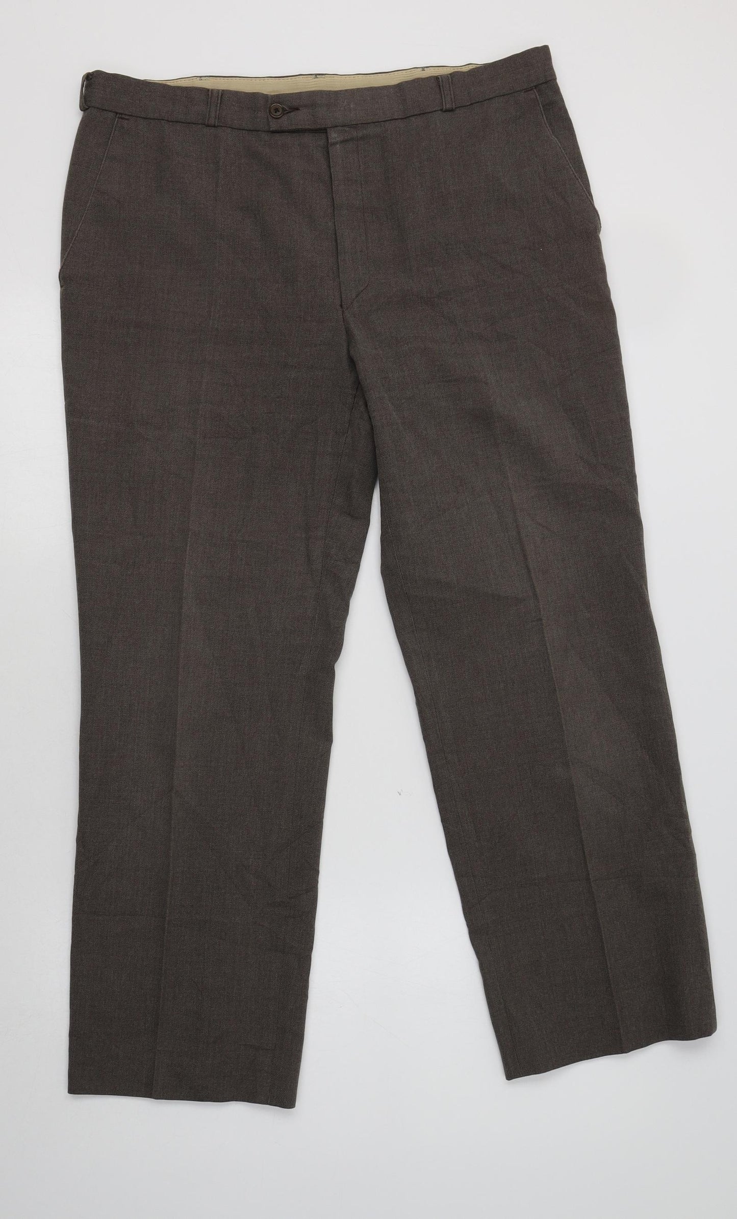 Finesse Mens Brown  Polyester Dress Pants Trousers Size 34 L29 in Regular