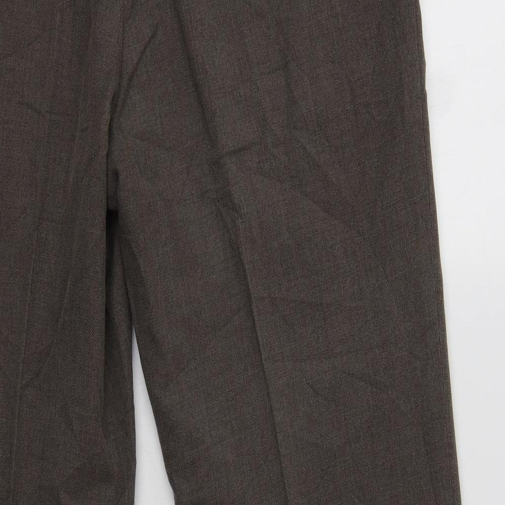 Finesse Mens Brown  Polyester Dress Pants Trousers Size 34 L29 in Regular