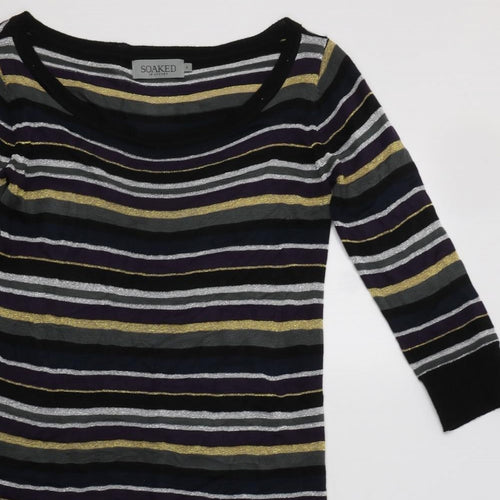 Soaked in Luxury Womens Multicoloured Striped Acrylic Jumper Dress  Size S  Boat Neck