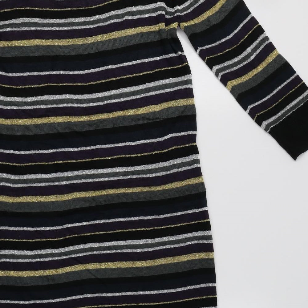 Soaked in Luxury Womens Multicoloured Striped Acrylic Jumper Dress  Size S  Boat Neck