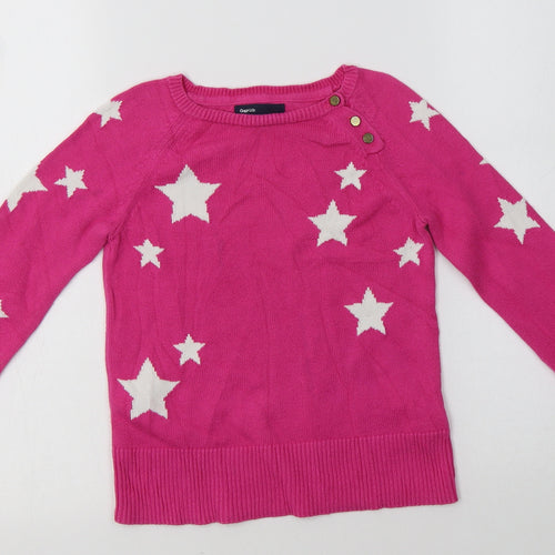 Gap Girls Pink Crew Neck Geometric Cotton Pullover Jumper Size 6-7 Years   - Star Print