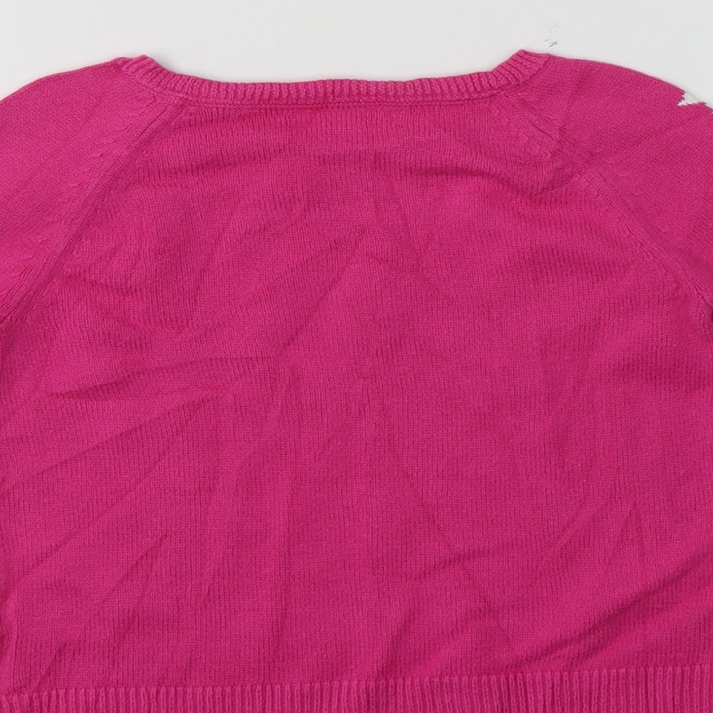 Gap Girls Pink Crew Neck Geometric Cotton Pullover Jumper Size 6-7 Years   - Star Print