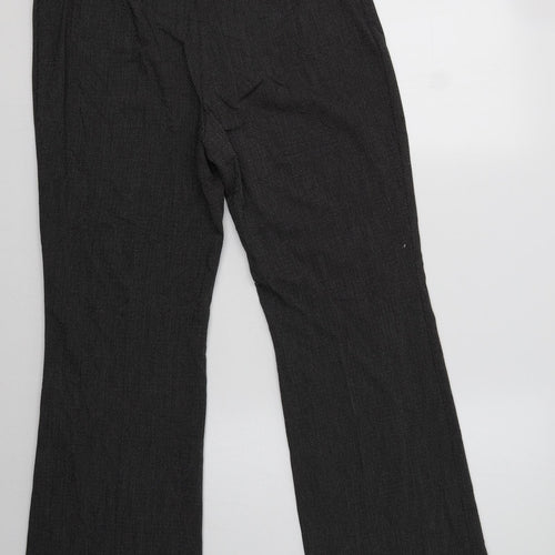 M&S Womens Black Herringbone Polyester Dress Pants Trousers Size 14 L28 in Regular