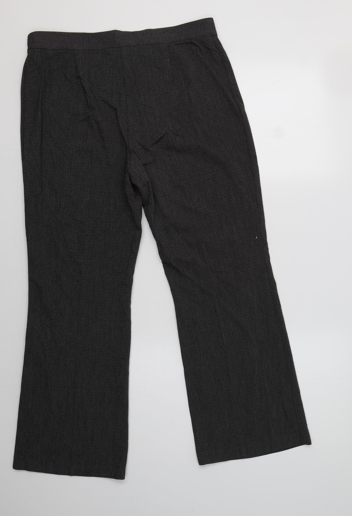 M&S Womens Black Herringbone Polyester Dress Pants Trousers Size 14 L28 in Regular