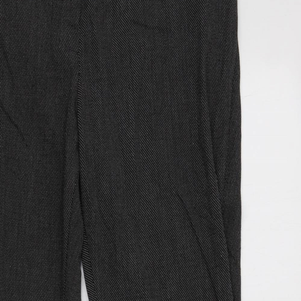 M&S Womens Black Herringbone Polyester Dress Pants Trousers Size 14 L28 in Regular