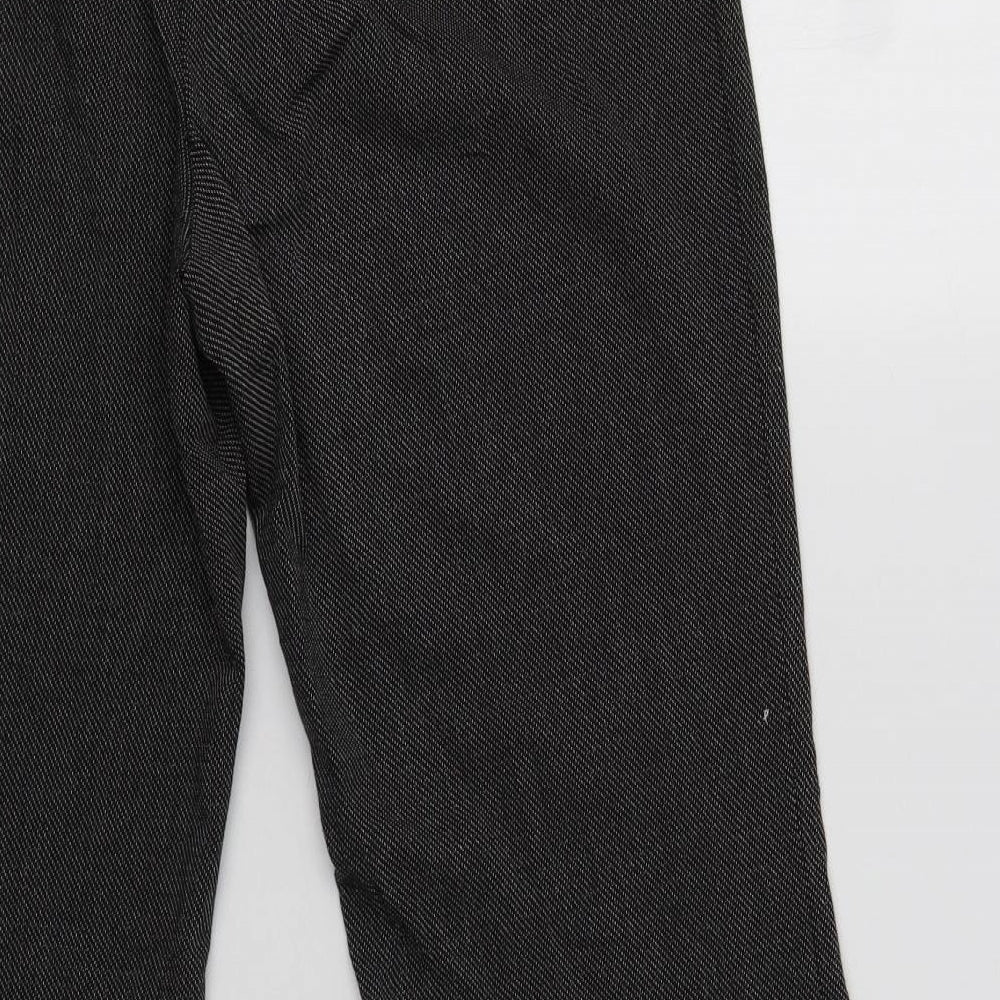 M&S Womens Black Herringbone Polyester Dress Pants Trousers Size 14 L28 in Regular