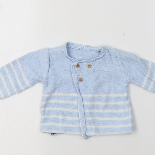 Matalan Baby Blue Striped Cotton Cardigan Jumper Size 0-3 Months