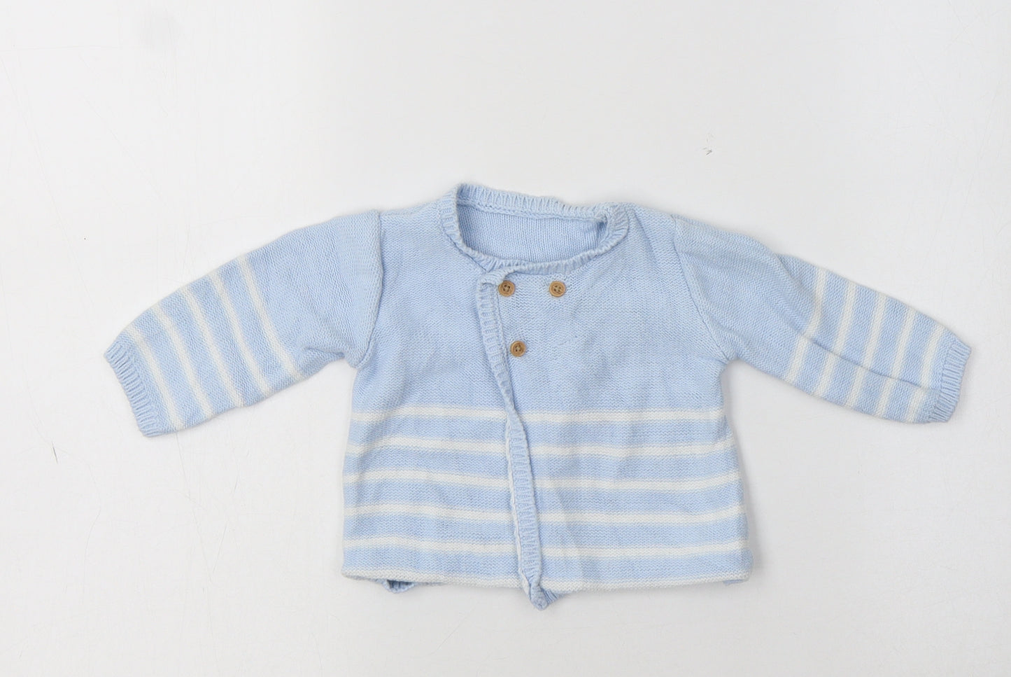 Matalan Baby Blue Striped Cotton Cardigan Jumper Size 0-3 Months
