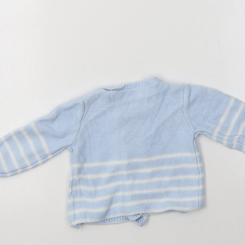 Matalan Baby Blue Striped Cotton Cardigan Jumper Size 0-3 Months