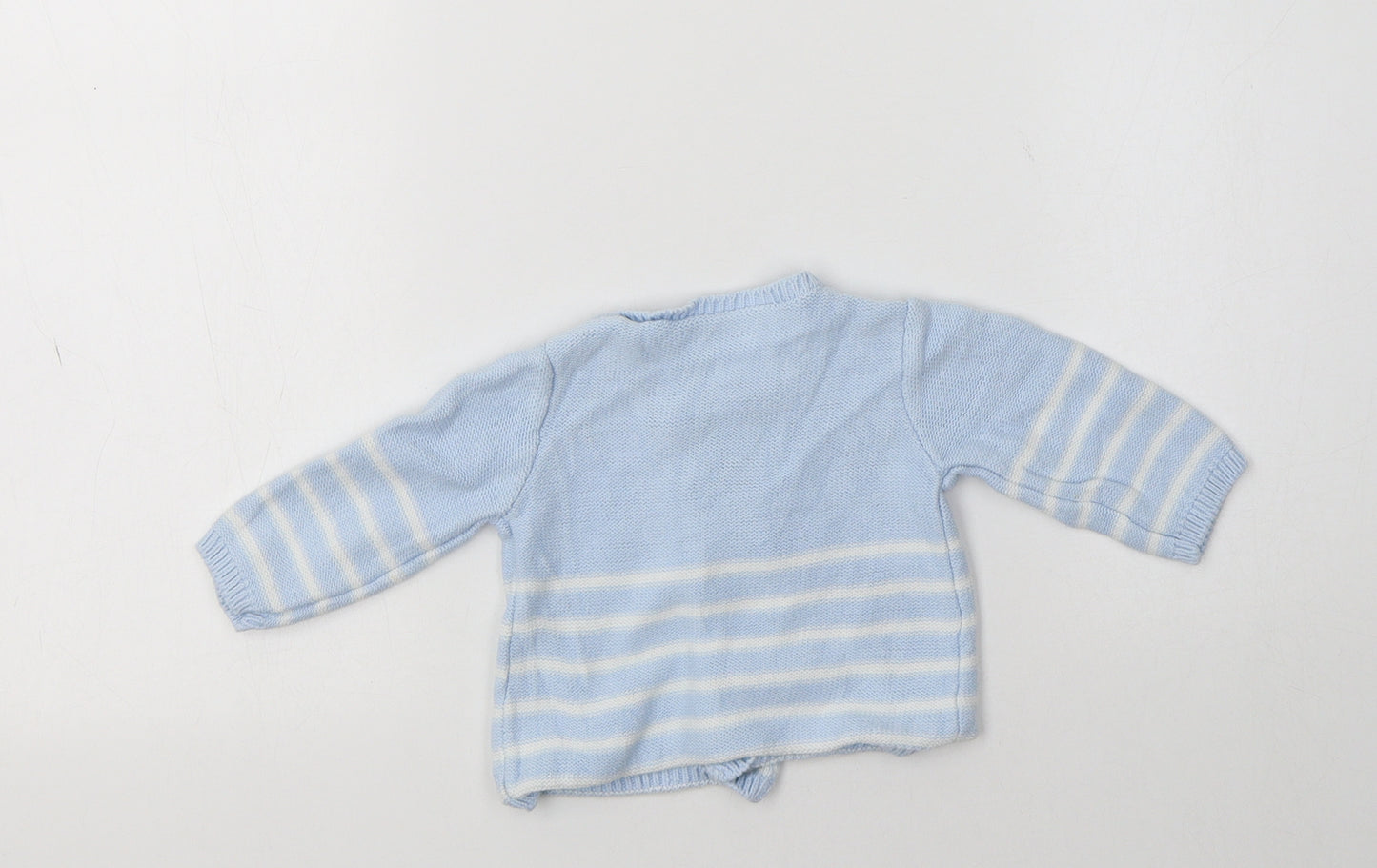 Matalan Baby Blue Striped Cotton Cardigan Jumper Size 0-3 Months