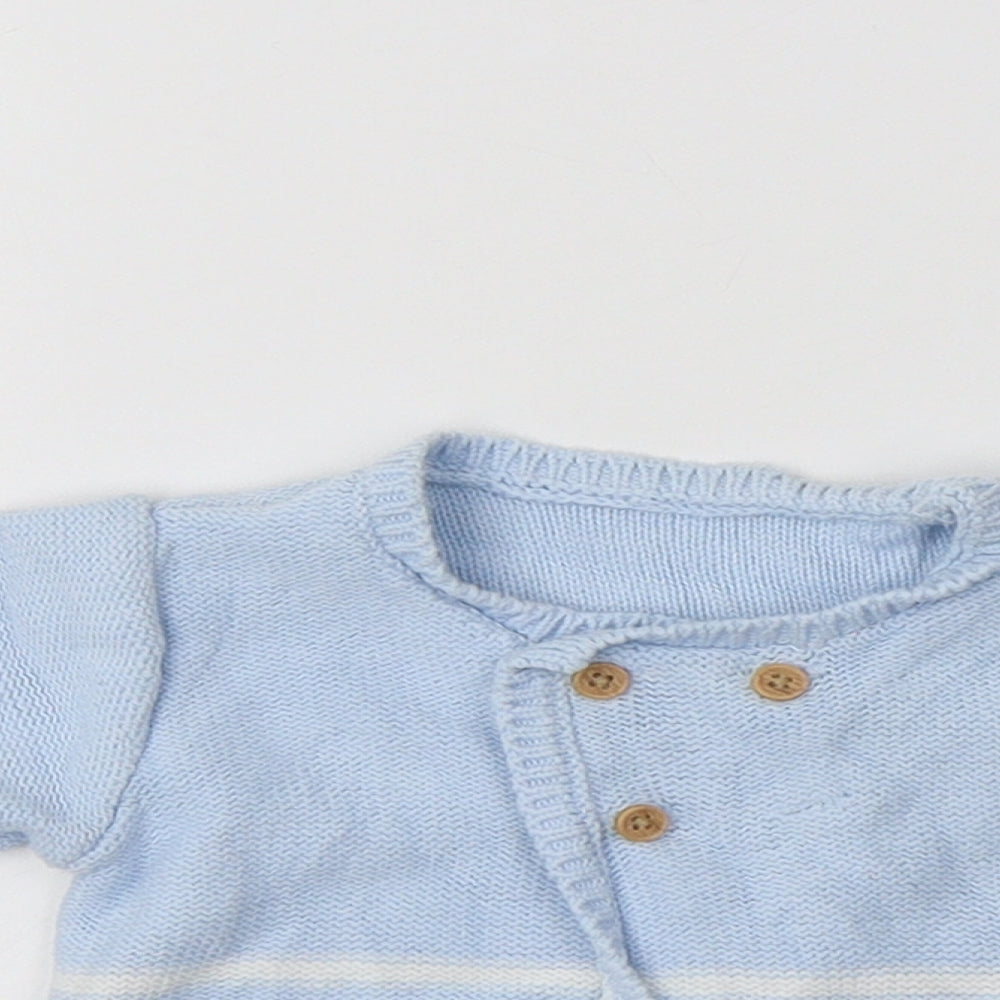 Matalan Baby Blue Striped Cotton Cardigan Jumper Size 0-3 Months