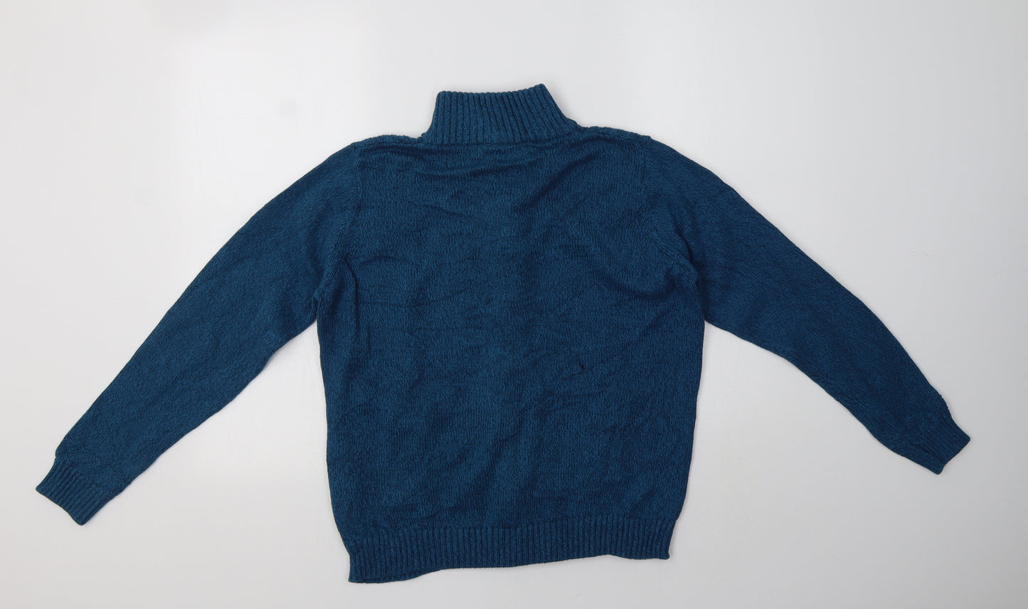 Isle Womens Blue Collared  Cotton Full Zip Jumper Size M