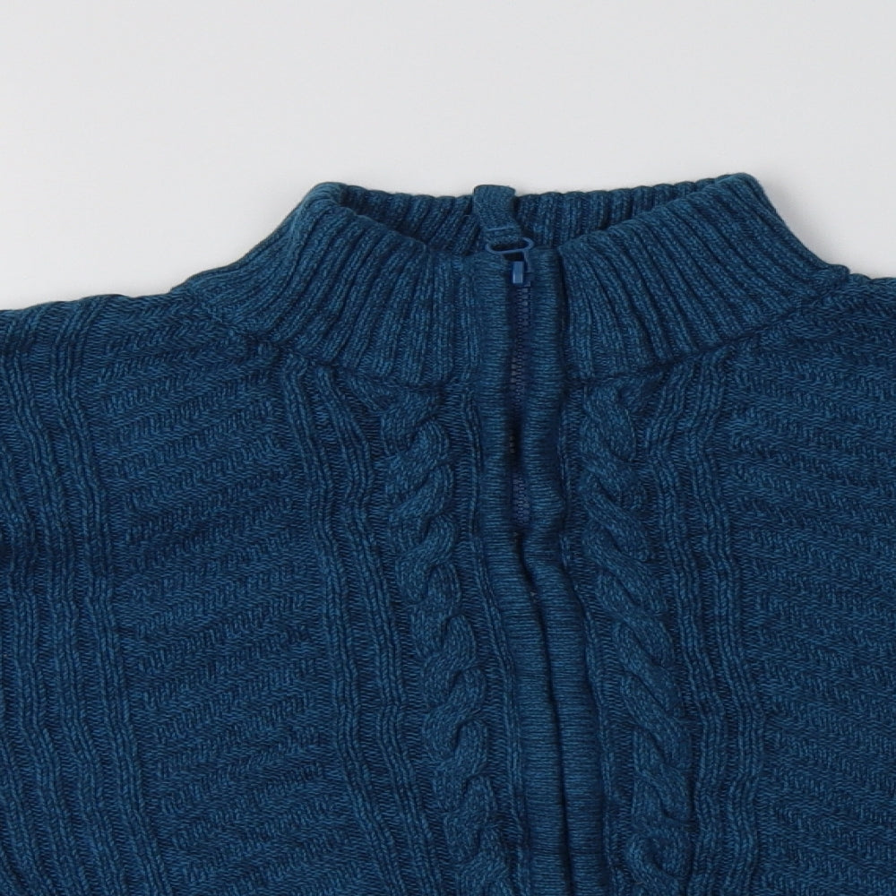 Isle Womens Blue Collared  Cotton Full Zip Jumper Size M