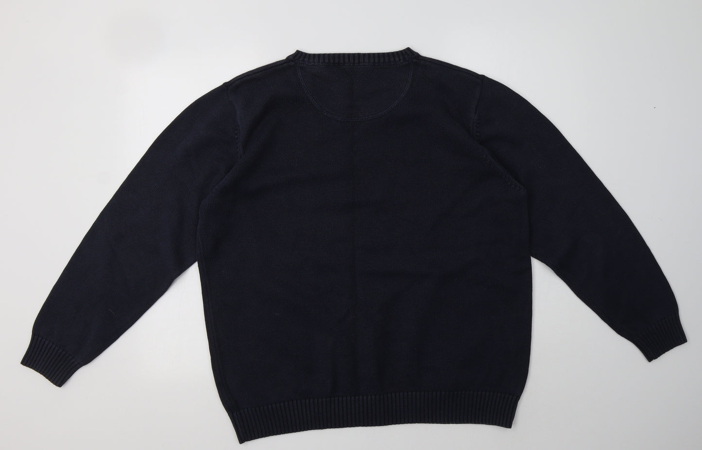 George Mens Blue V-Neck  Cotton Pullover Jumper Size XL