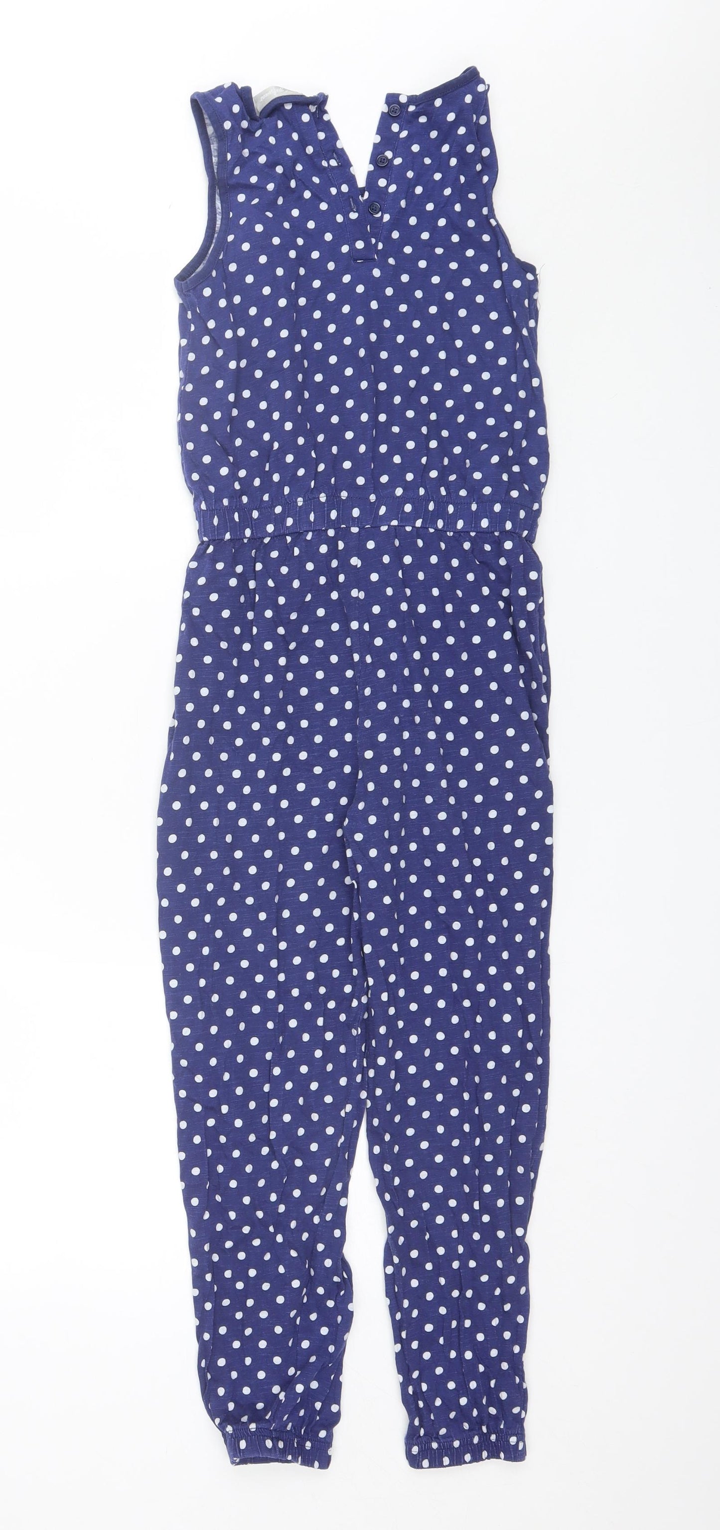 Matalan Girls Blue Polka Dot Cotton Jumpsuit One-Piece Size 9 Years