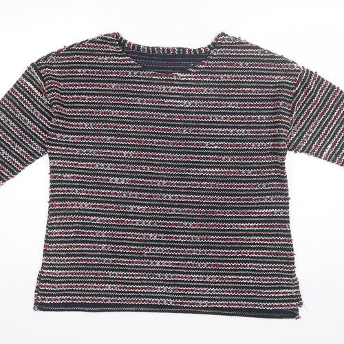 Nutmeg Womens Pink Round Neck Striped Polyester Pullover Jumper Size 16