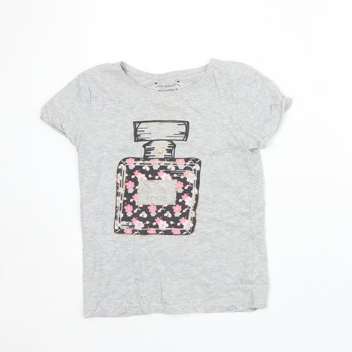 Primark Girls Grey  Cotton Basic T-Shirt Size 10-11 Years Round Neck