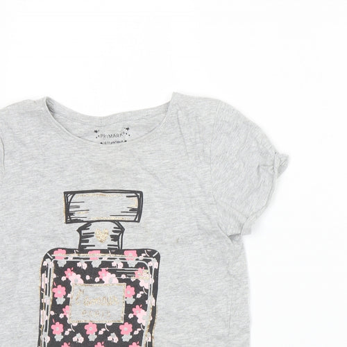 Primark Girls Grey  Cotton Basic T-Shirt Size 10-11 Years Round Neck