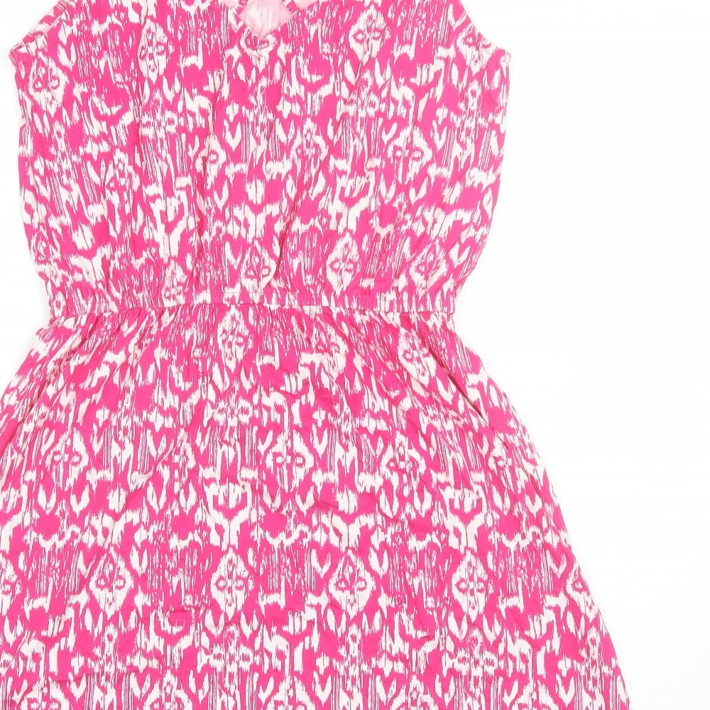 George Womens Pink Geometric Viscose Shift  Size 12  Round Neck