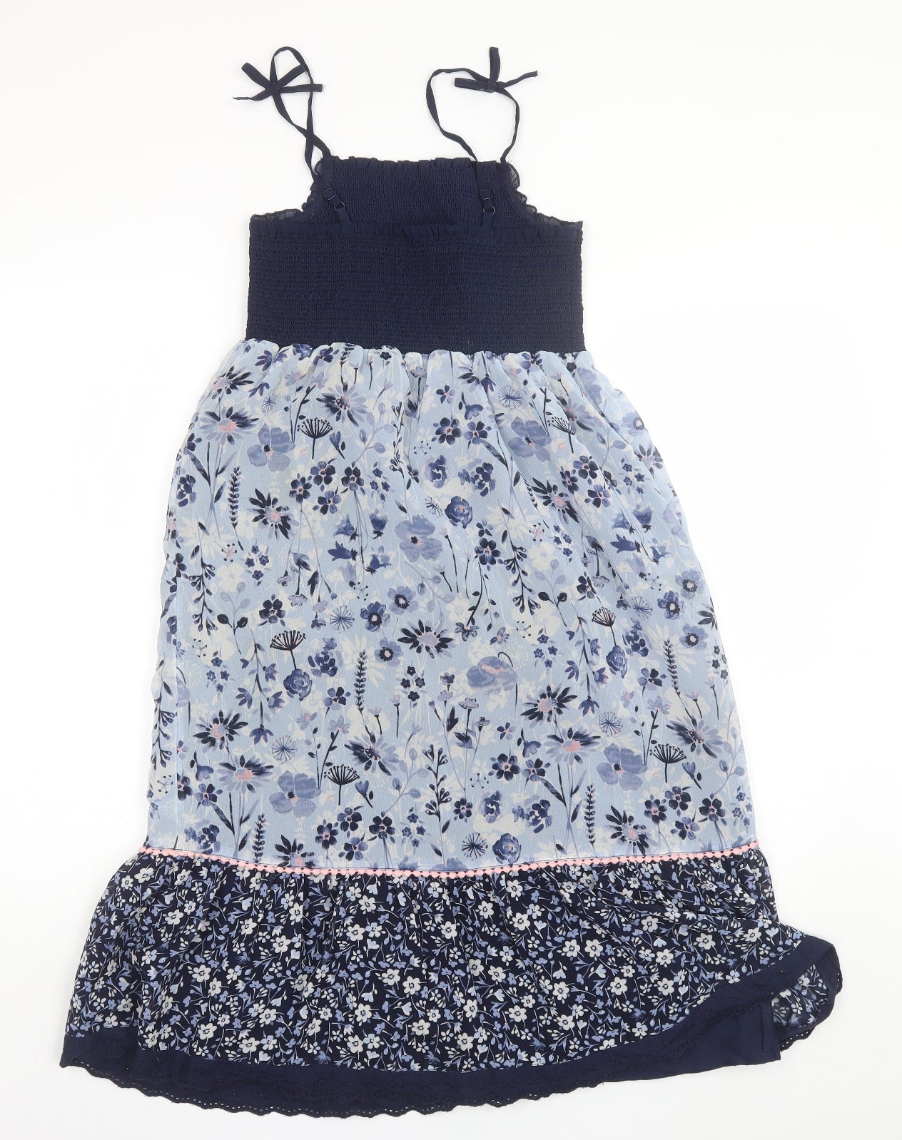 George Girls Blue Floral Polyester Maxi  Size 9-10 Years  Square Neck