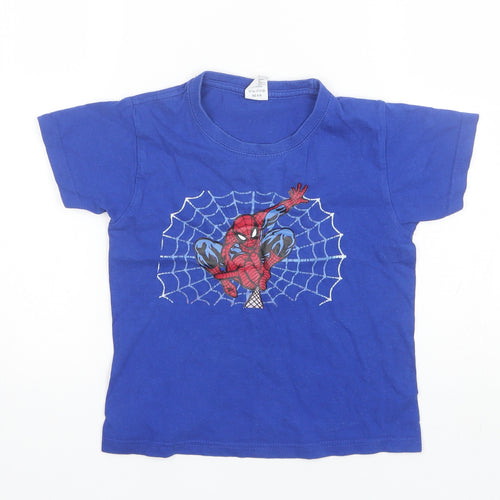 Anbor Boys Blue  Cotton Basic T-Shirt Size 5-6 Years Round Neck  - Spiderman